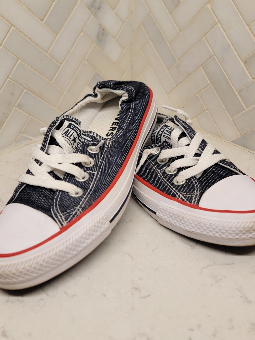Converse All Star Low Top Sneakers - Navy Denim with White